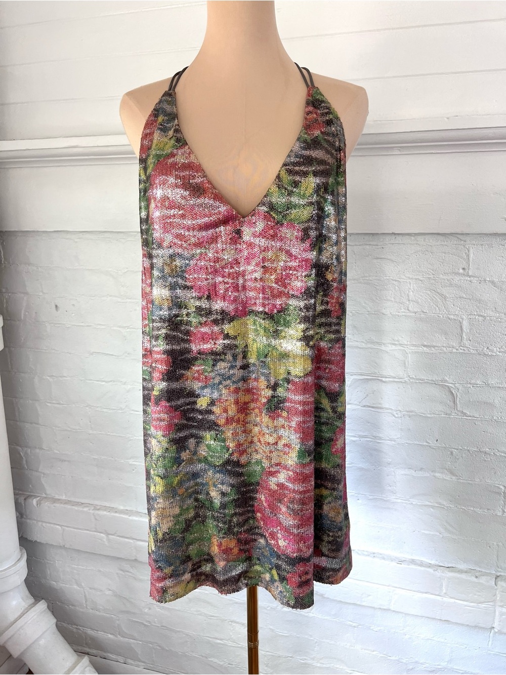 Free People Tangier Pink Multi Floral Sequin Mini Dress - Picture 10 of 12